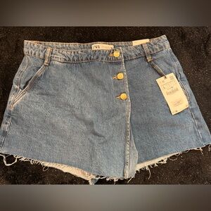 Denim Blue Women's Zara Skort Size L NWT
